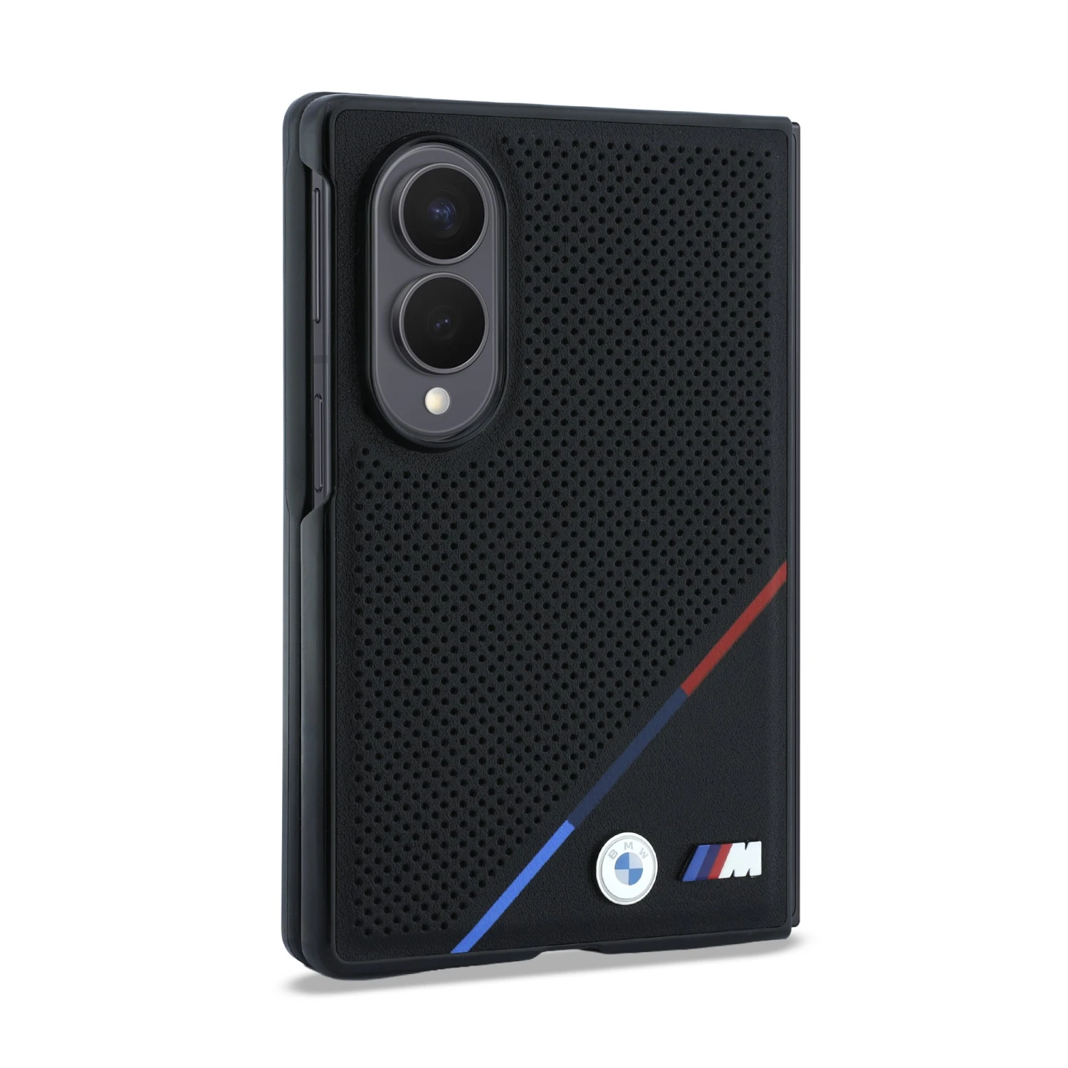 BMW M PU Perforated Tricolor Stripe Magnetic Zadní Kryt pro Samsung Galaxy Z Fold 8 Black