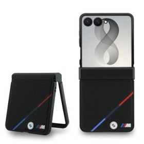 BMW M PU Perforated Tricolor Stripe Magnetic Zadní Kryt pro Samsung Galaxy Z Flip 8 Black