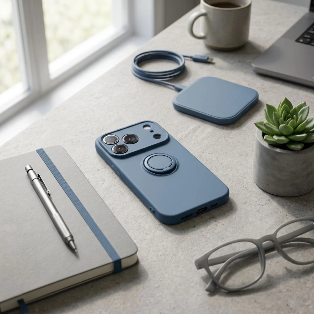 Case for iPhone 17 Pro Max / 18 Pro Max Silicone Ring dark blue