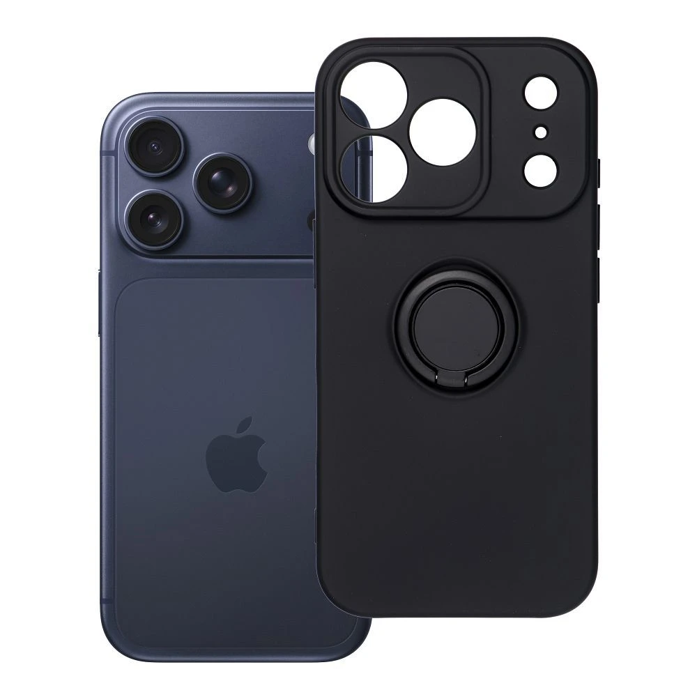 Case for iPhone 17 Pro / 18 Pro (low camera edge) Silicone Ring black