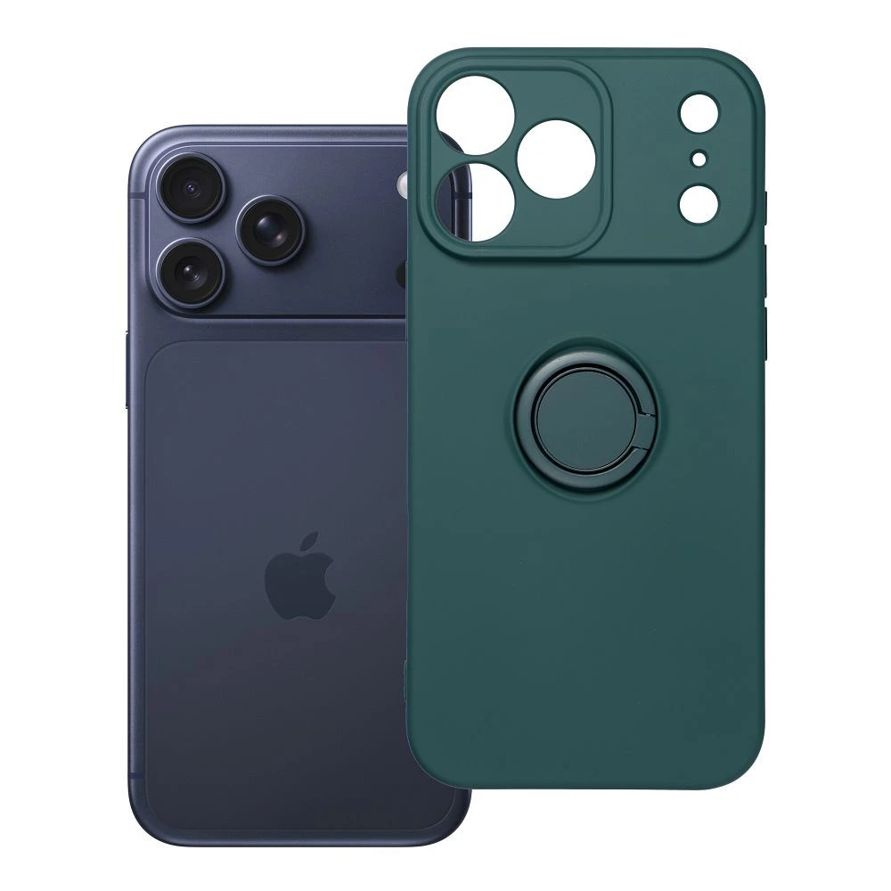 Case for iPhone 17 Pro Max / 18 Pro Max (low camera edge) Silicone Ring green