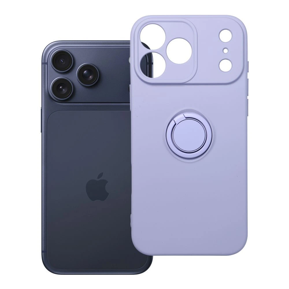 Case for iPhone 17 Pro Max / 18 Pro Max (low camera edge) Silicone Ring purple