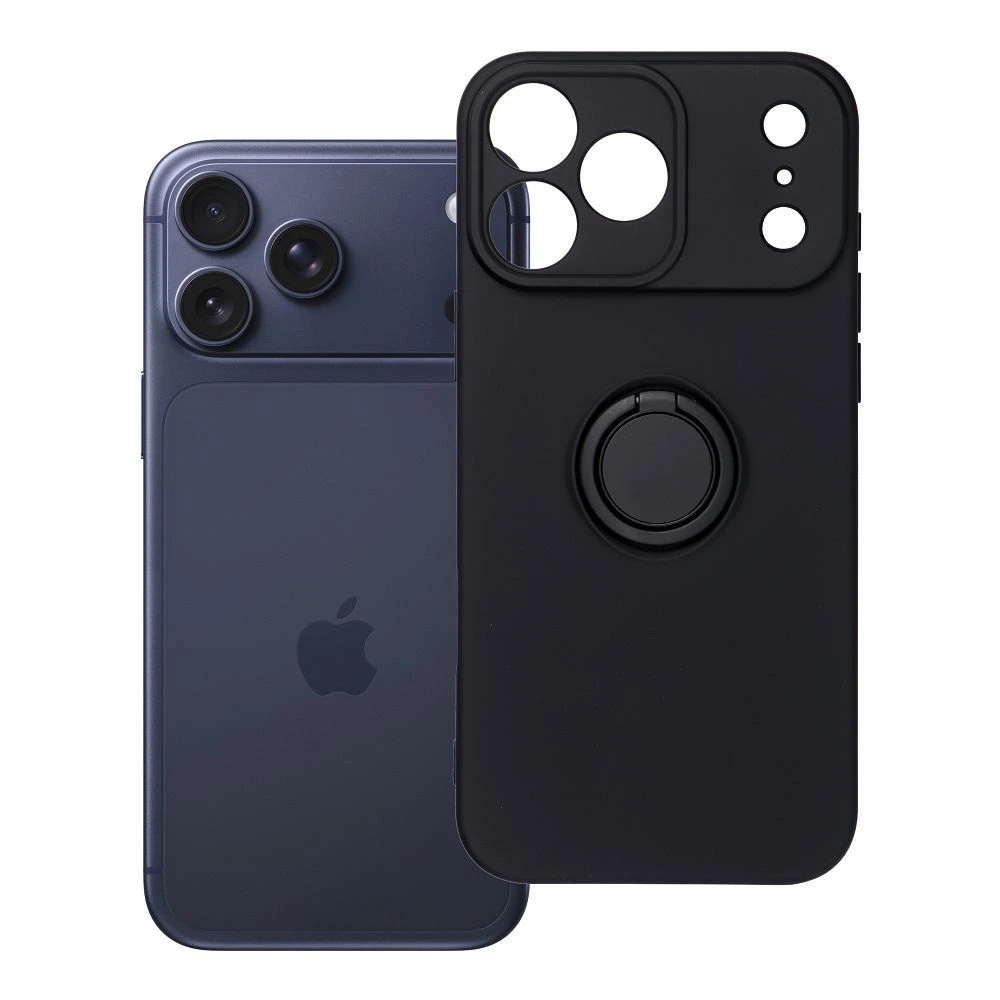 Case for iPhone 17 Pro Max / 18 Pro Max (low camera edge) Silicone Ring black