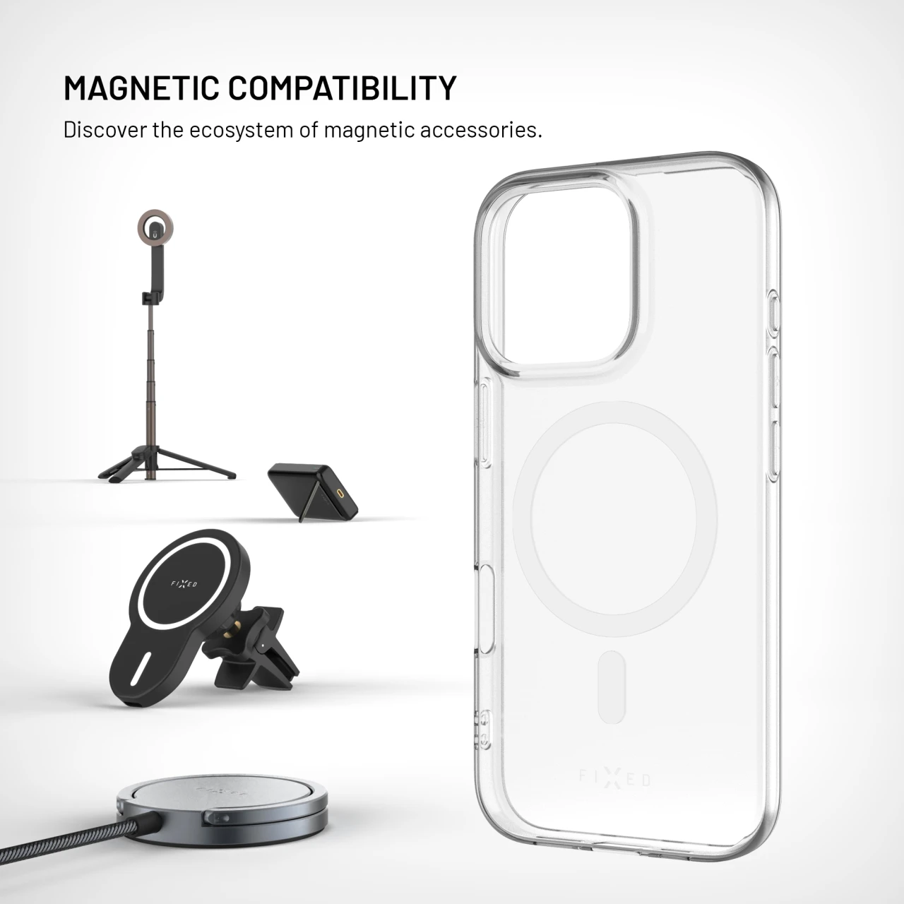 TPU gelový kryt FIXED MagStory AntiUV s podporou MagSafe pro Apple iPhone 13, čirý