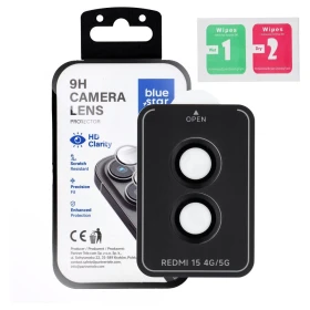 Tempered Glass Camera Lens Protector for Xiaomi Redmi 15 4G / 15 5G Blue Star Easy Install black