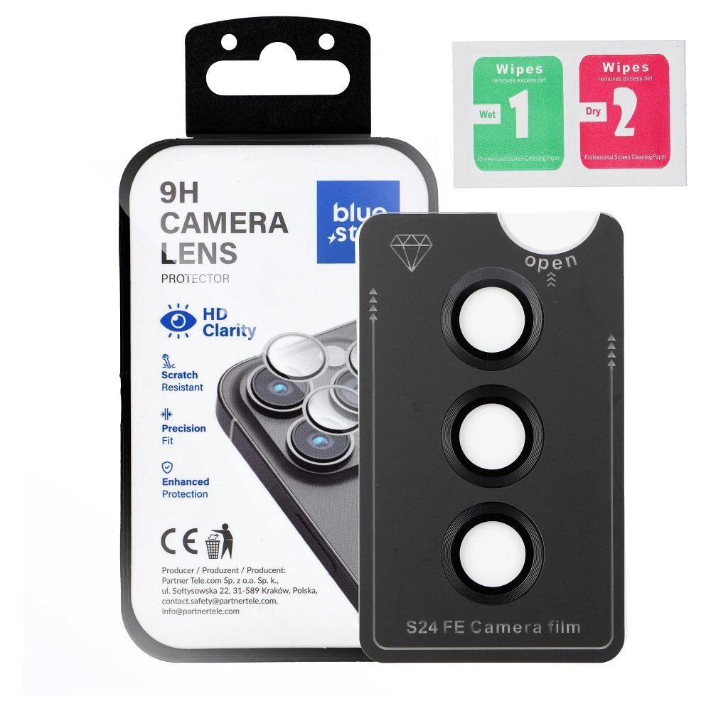 Tempered Glass Camera Lens Protector for Samsung S24 FE Blue Star Easy Install black