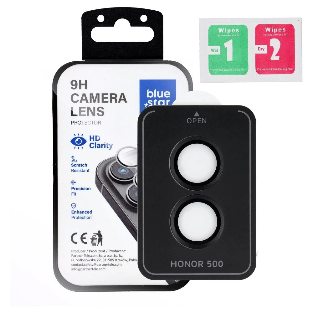 Tempered Glass Camera Lens Protector for Honor 500 Blue Star Easy Install black