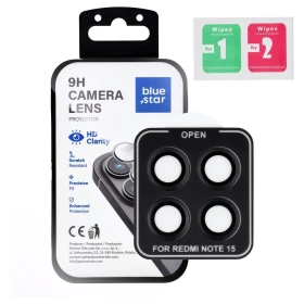 Tempered Glass Camera Lens Protector for Xiaomi Redmi NOTE 15 5G Blue Star Easy Install black