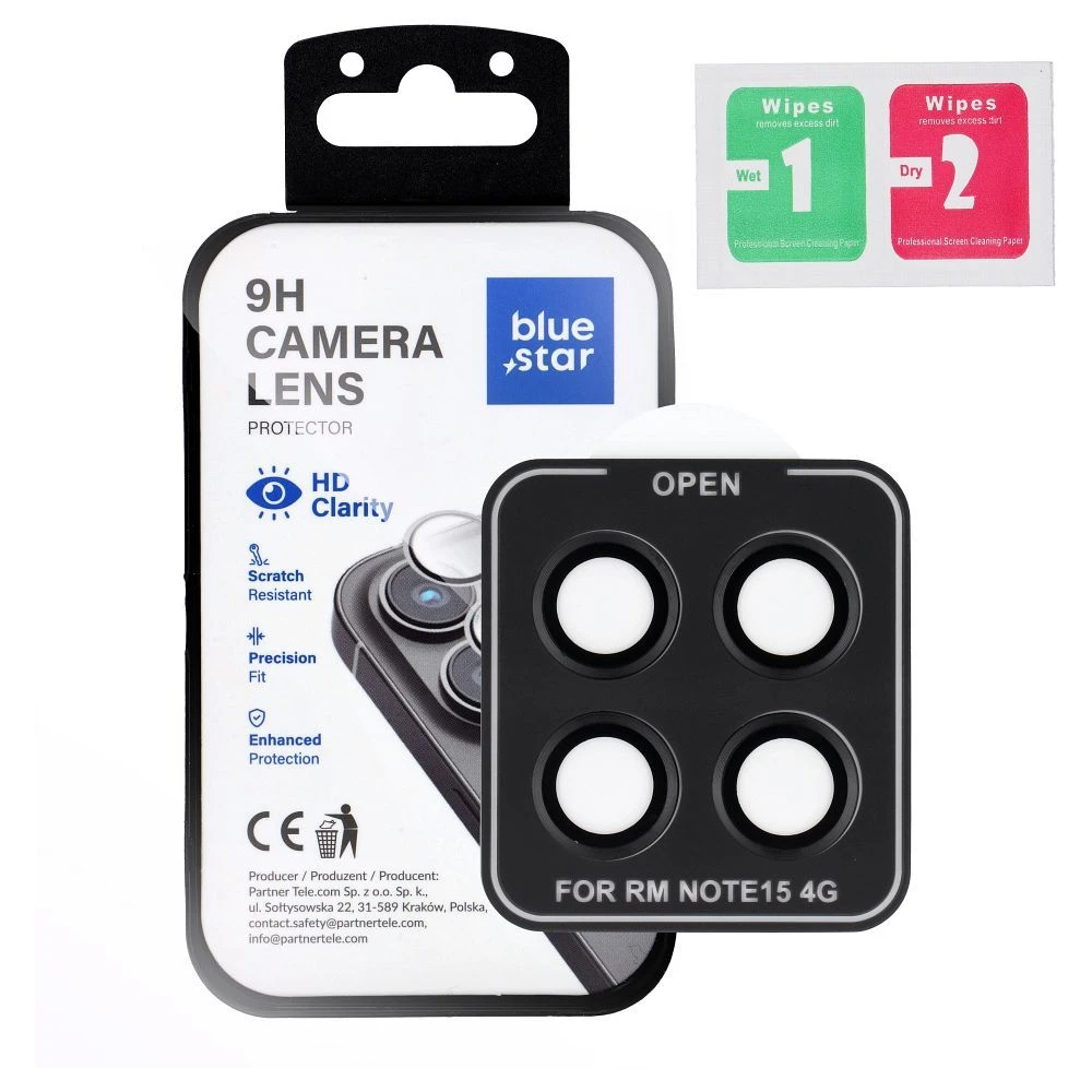 Tempered Glass Camera Lens Protector for Xiaomi Redmi NOTE 15 4G Blue Star Easy Install black