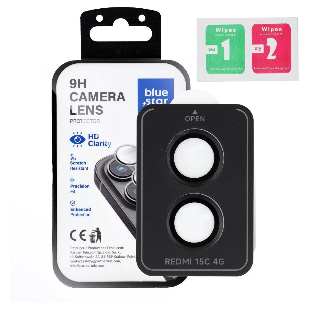 Tempered Glass Camera Lens Protector for Xiaomi Redmi 15C Blue Star Easy Install black