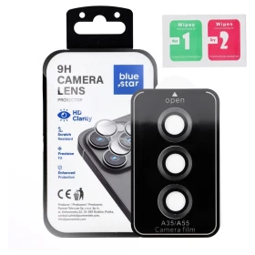 Tempered Glass Camera Lens Protector for Samsung A55 Blue Star Easy Install black
