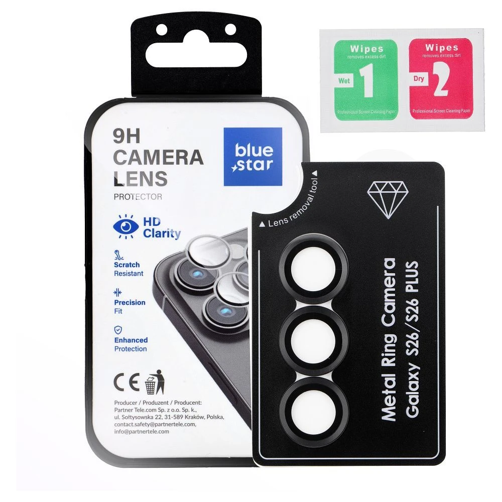 Tempered Glass Camera Lens Protector for Samsung S26 PLUS Blue Star Easy Install black