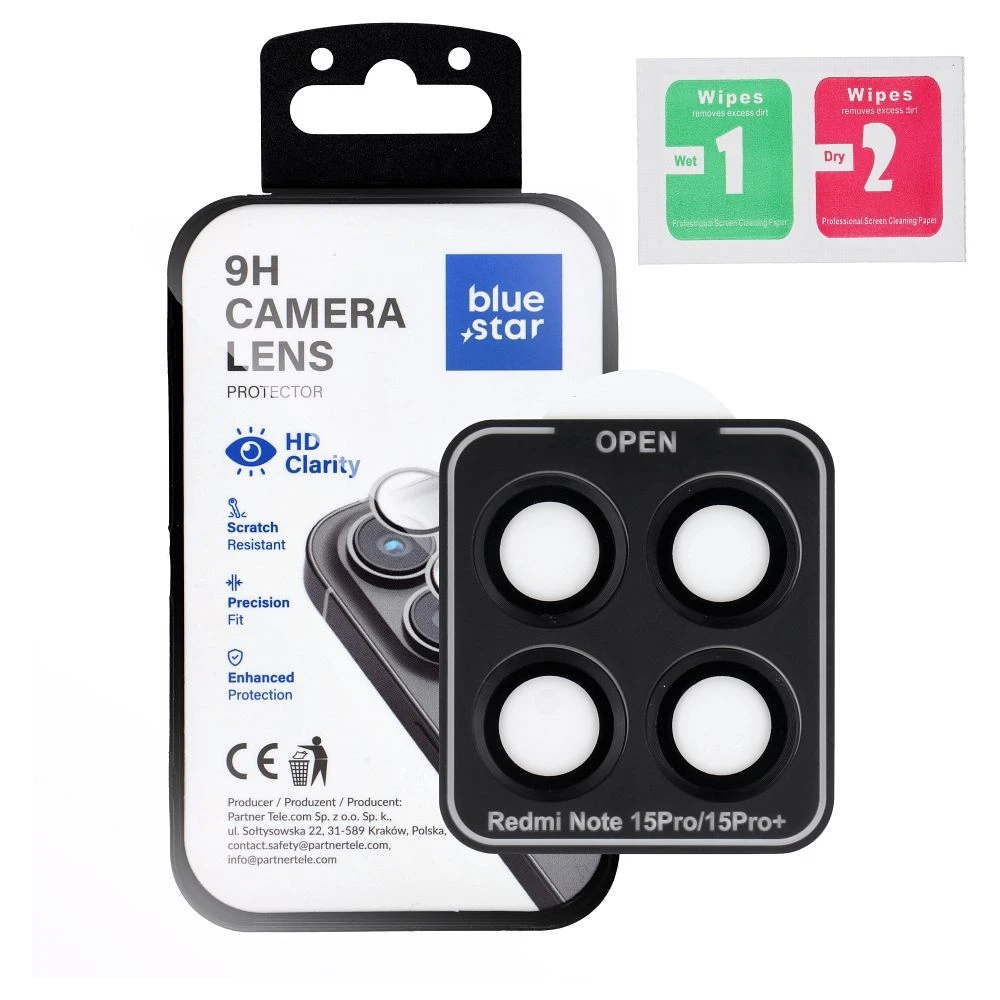 Tempered Glass Camera Lens Protector for Xiaomi Redmi NOTE 15 PRO PLUS 5G Blue Star Easy Install black