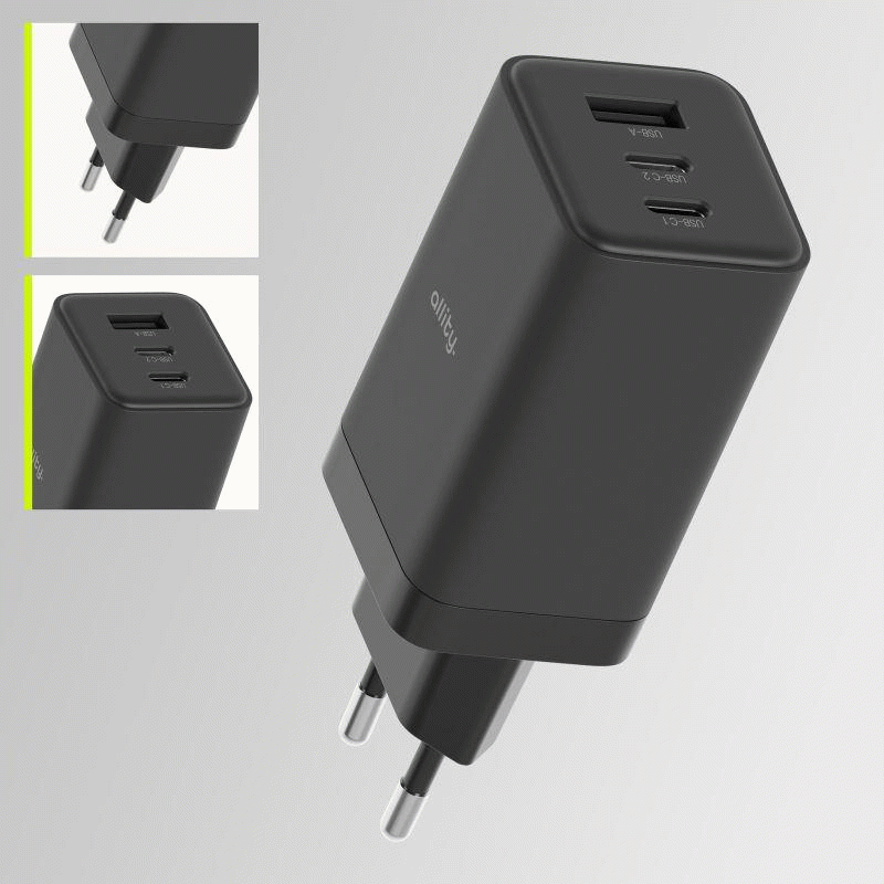 Nabíječka do sítě Allity ATC-01-65WACC 65W, 1xUSB, 2xUSB-C, černá