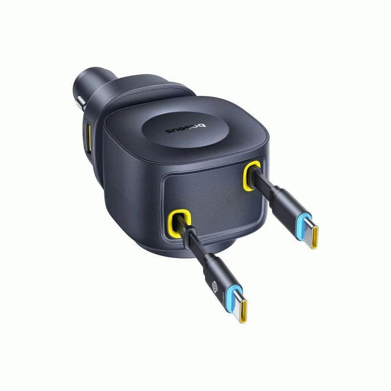 Nabíječka do auta Baseus PrimeTrip VR2 Max 100W s navíjecími kabely 2x USB-C, 1xUSB-C, 1x USB, černá