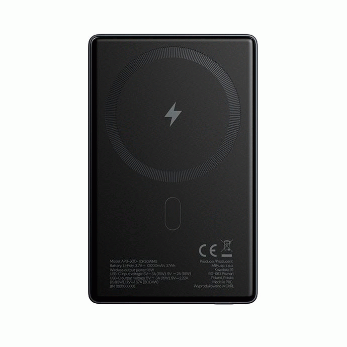 Bezdrátová powerbanka Allity APB-300 10000mAh, 20W, šedá