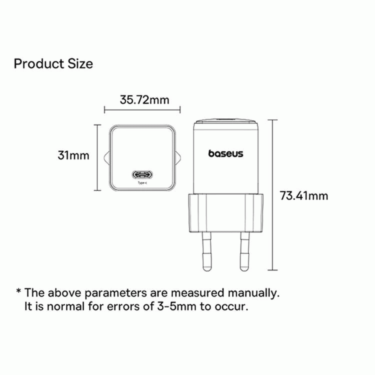 Nabíječka do sítě Baseus Palm 20W, 1xUSB-C, bílá