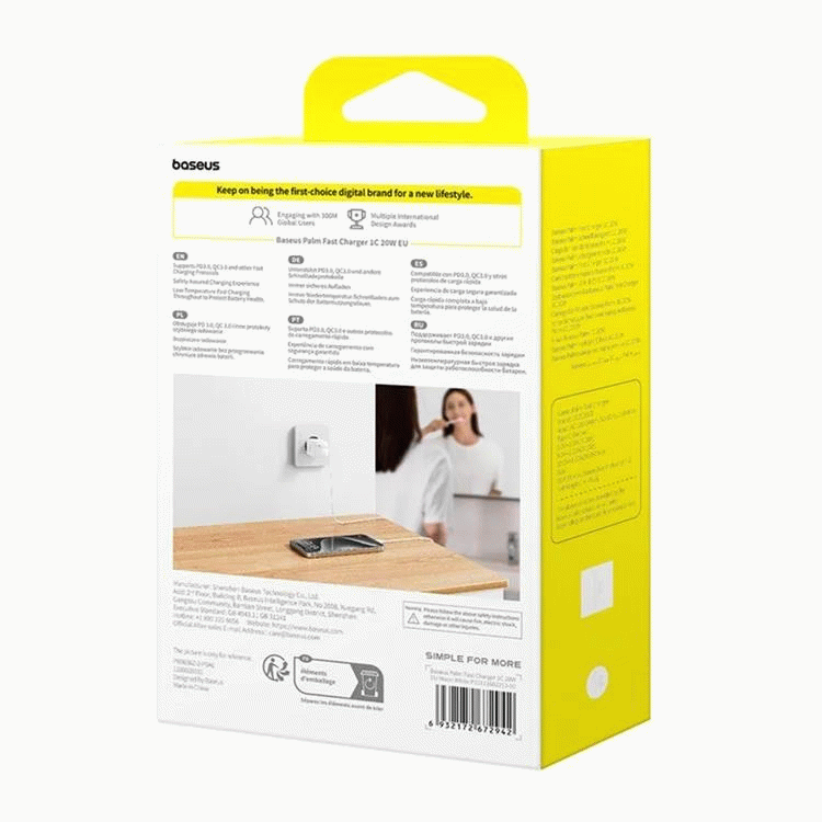 Nabíječka do sítě Baseus Palm 20W, 1xUSB-C, bílá