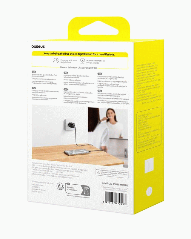 Nabíječka do sítě Baseus Palm 20W, 1xUSB-C, černá