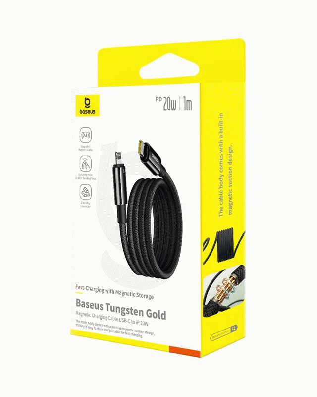 Magnetický kabel Baseus Tungsten USB-C/Lightning 1m 20W, černá