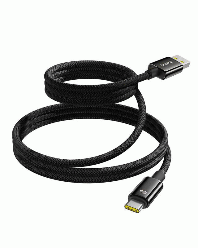 Magnetický kabel Baseus Tungsten USB/USB-C 1m 100W, černá