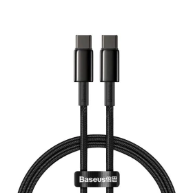 Datový kabel Baseus Tungsten Gold USB-C/USB-C 2m 100W, černá