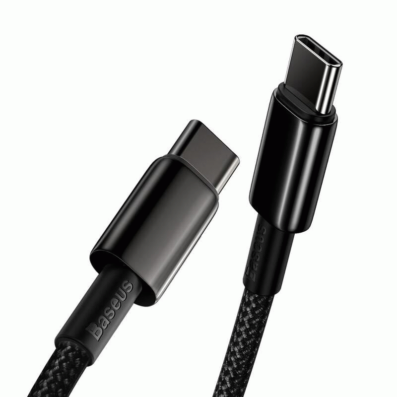 Datový kabel Baseus Tungsten Gold USB-C/USB-C 2m 100W, černá