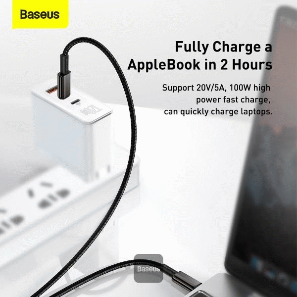 Datový kabel Baseus Tungsten Gold USB-C/USB-C 2m 100W, černá