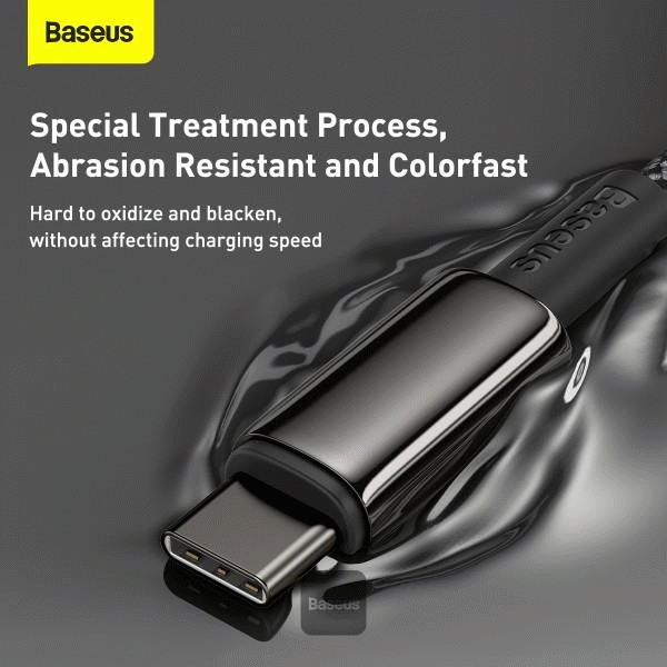 Datový kabel Baseus Tungsten Gold USB-C/USB-C 2m 100W, černá