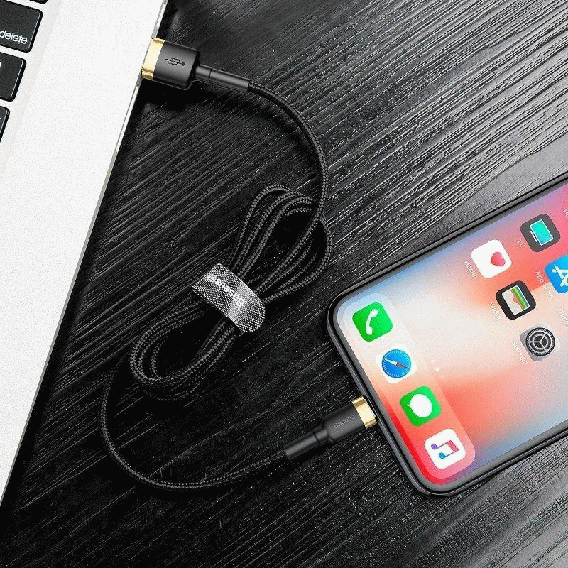 Datový kabel Baseus Cafule USB/Lightning 3m 2A, černo-zlatá