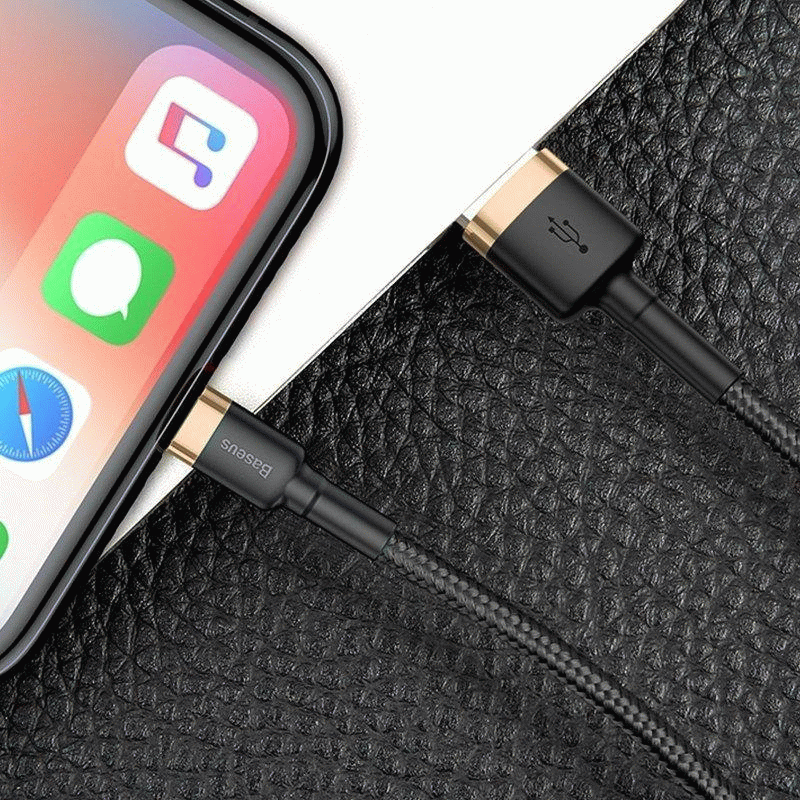 Datový kabel Baseus Cafule USB/Lightning 3m 2A, černo-zlatá
