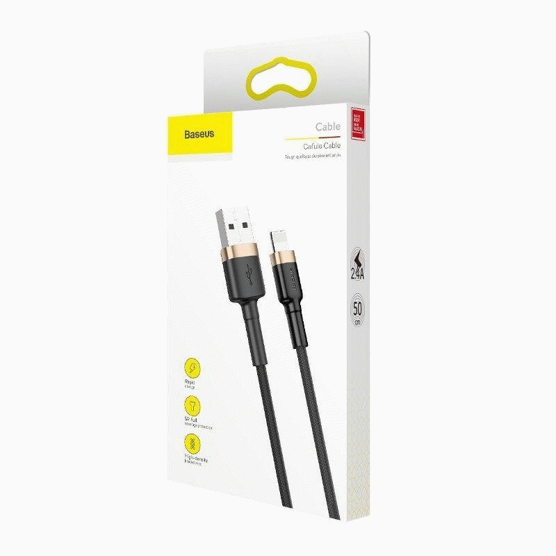 Datový kabel Baseus Cafule USB/Lightning 3m 2A, černo-zlatá