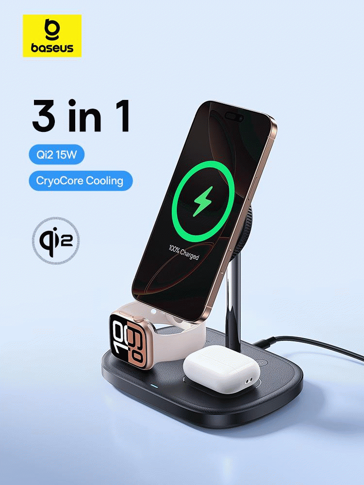 Bezdrátová nabíječka 3v1 Baseus EnerFill FS41 22,5W, černá