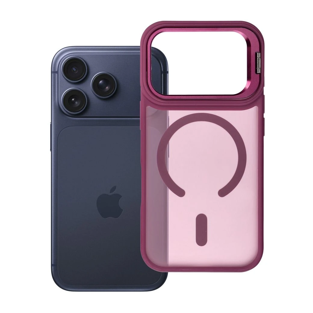 Case for iPhone 17 Pro Max / 18 Pro Max Forcell F-Protect Shadow Stand Premium compatible with MagSafe dark cherry
