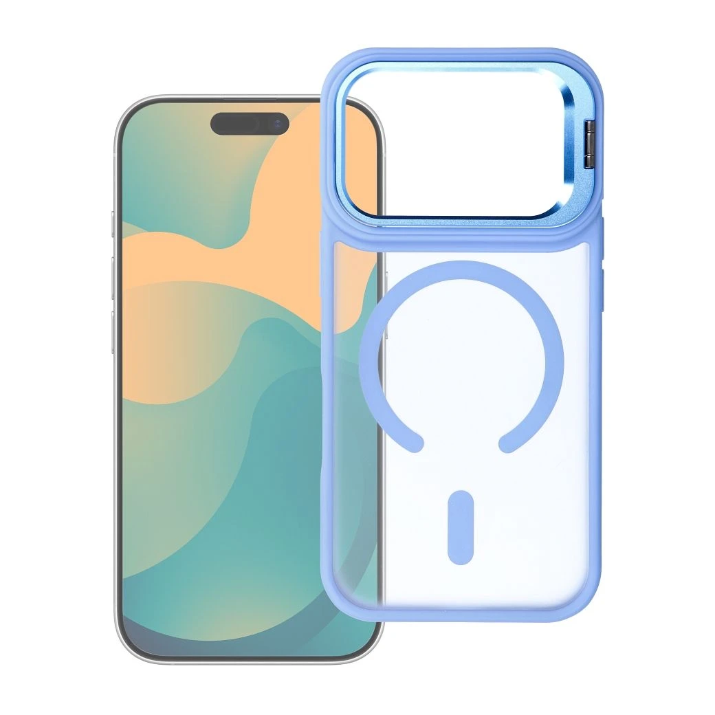 Case for iPhone 17 Pro Max / 18 Pro Max Forcell F-Protect Shadow Stand Premium compatible with MagSafe light blue