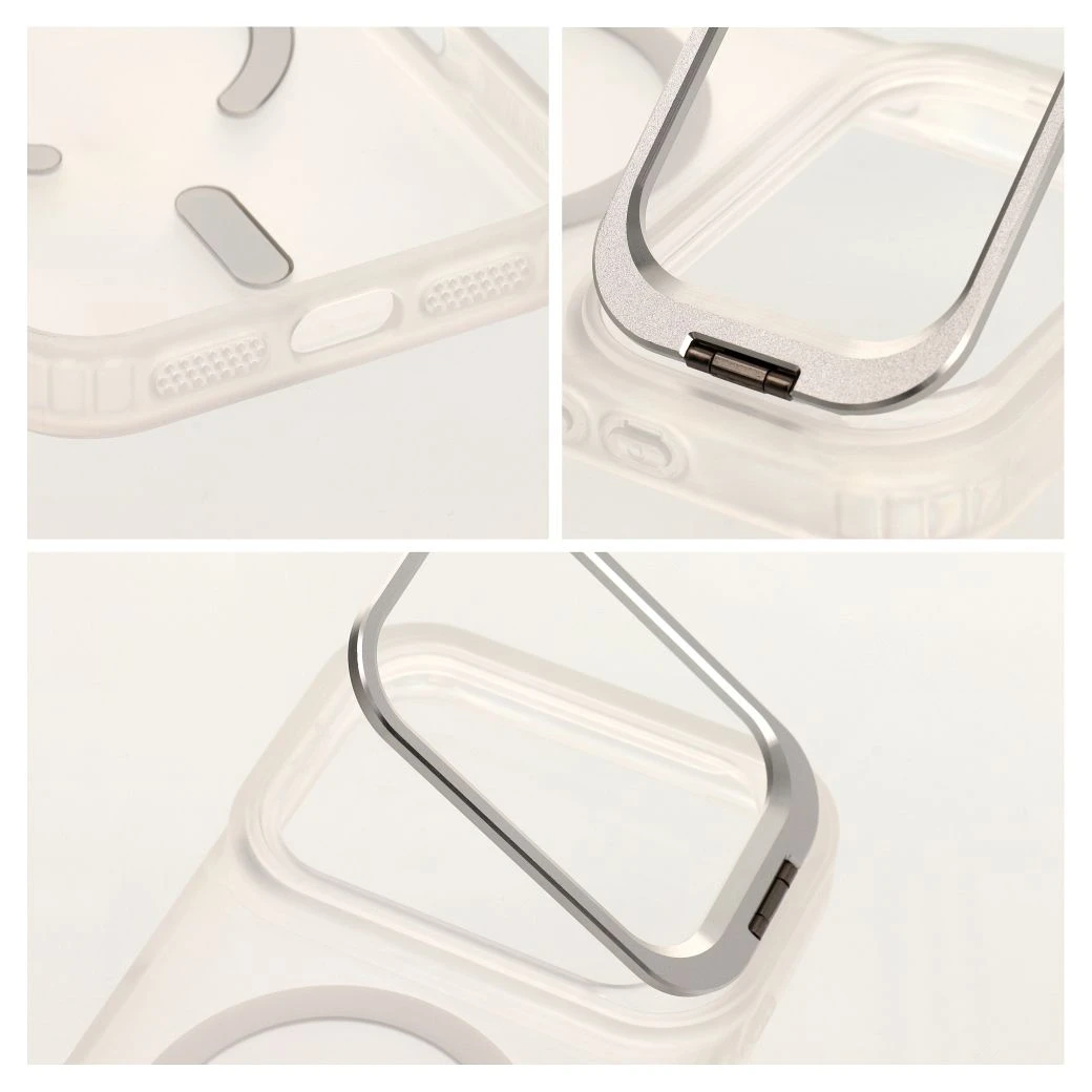 Case for iPhone 17 Pro Max / 18 Pro Max Forcell F-Protect Shadow Stand Premium compatible with MagSafe silver
