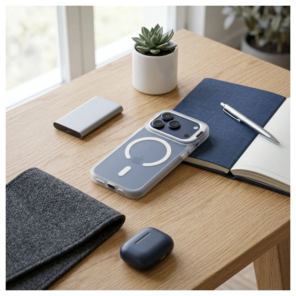 Case for iPhone 17 Pro Max / 18 Pro Max Forcell F-Protect Shadow Stand Premium compatible with MagSafe silver