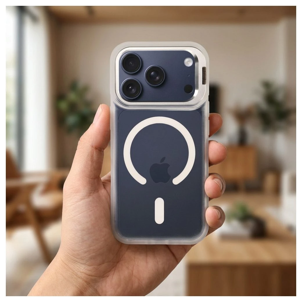 Case for iPhone 17 Pro Max / 18 Pro Max Forcell F-Protect Shadow Stand Premium compatible with MagSafe silver