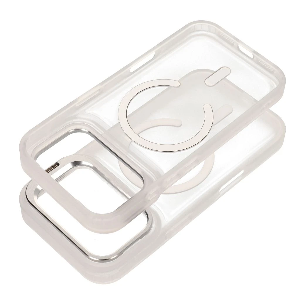 Case for iPhone 17 Pro / 18 Pro Forcell F-Protect Shadow Stand Premium compatible with MagSafe silver