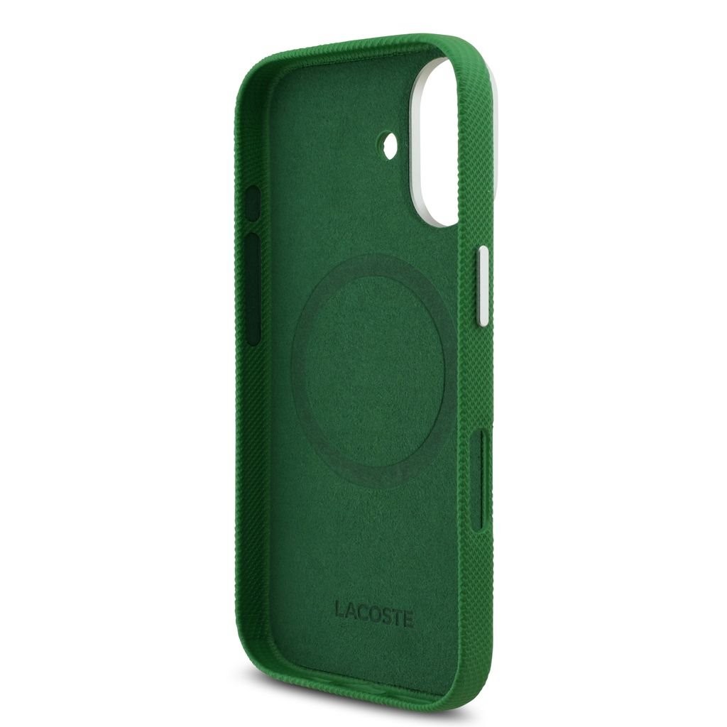 Zadní kryt Lacoste PVC Iconic Petit Pique Metal Logo MagSafe pro Apple iPhone 18 Pro Max, estragon