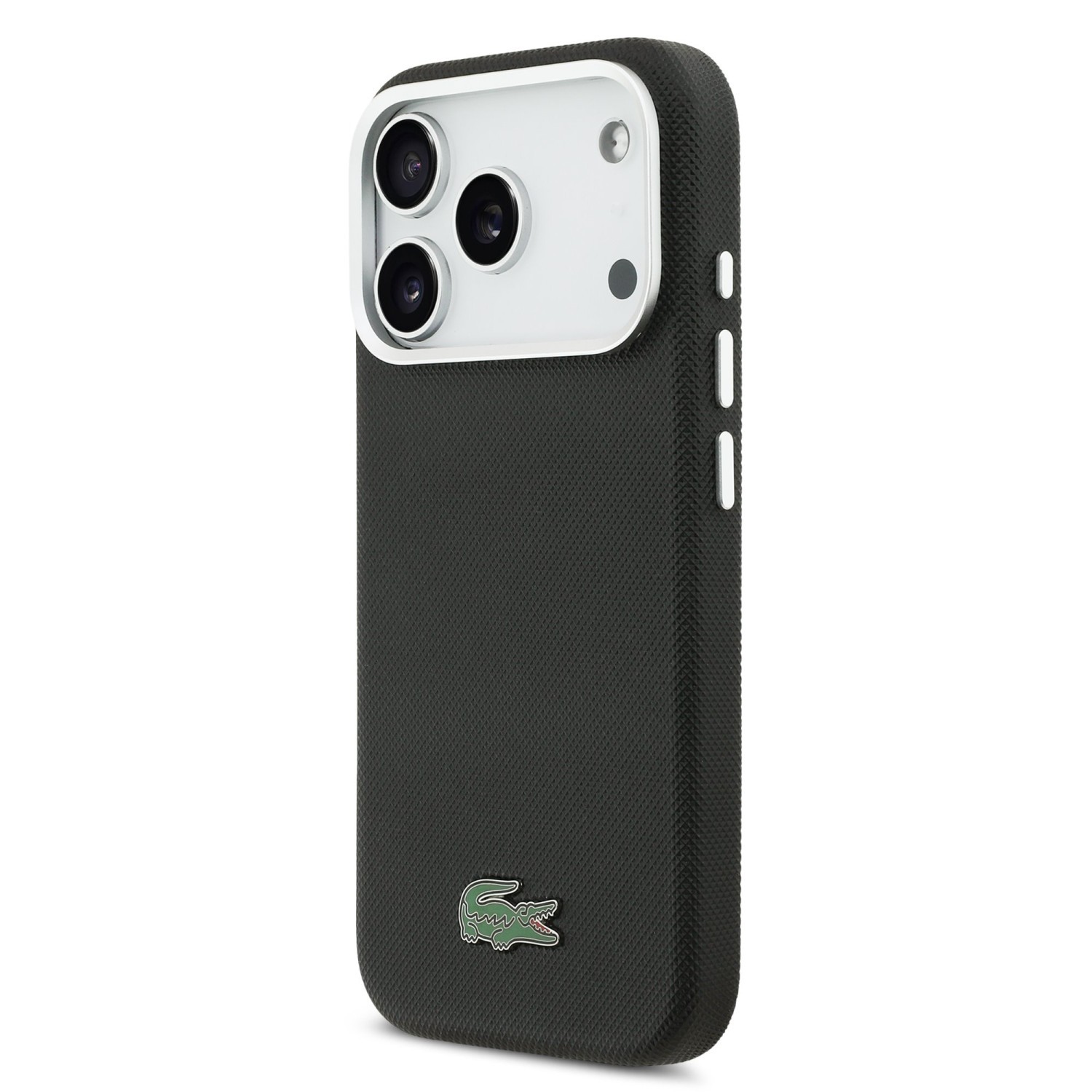 Zadní kryt Lacoste PVC Iconic Petit Pique Metal Logo MagSafe pro Apple iPhone 18 Pro Max, černá