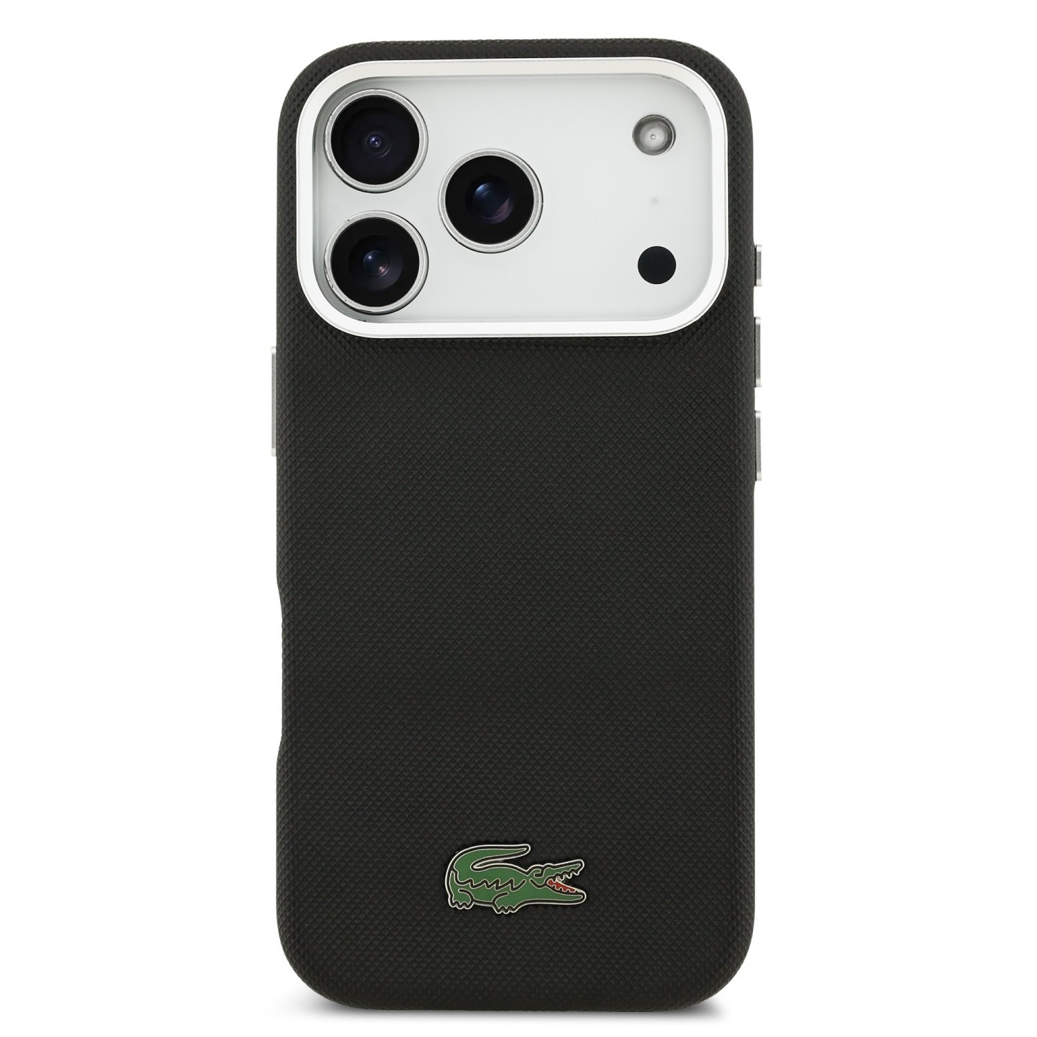 Zadní kryt Lacoste PVC Iconic Petit Pique Metal Logo MagSafe pro Apple iPhone 18 Pro Max, černá