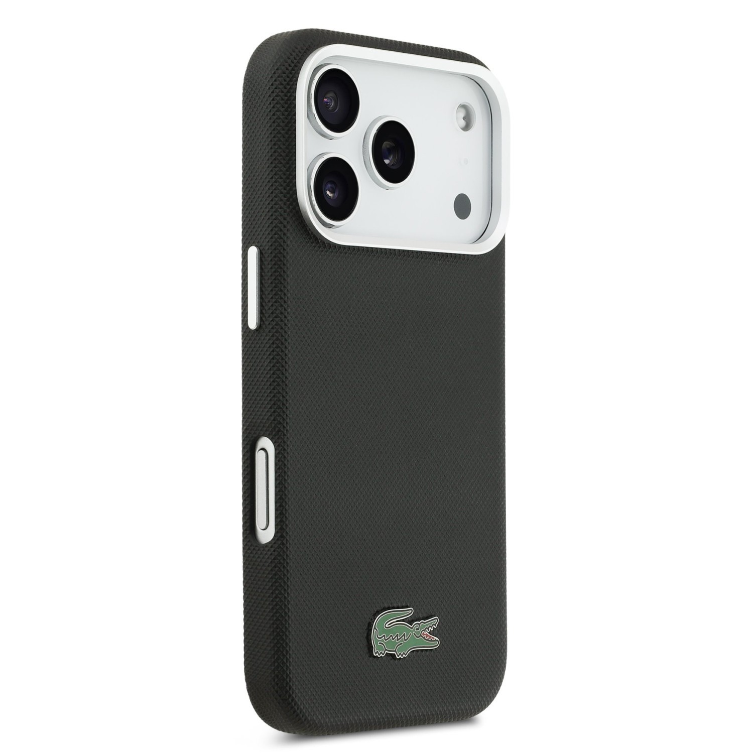Zadní kryt Lacoste PVC Iconic Petit Pique Metal Logo MagSafe pro Apple iPhone 18 Pro Max, černá