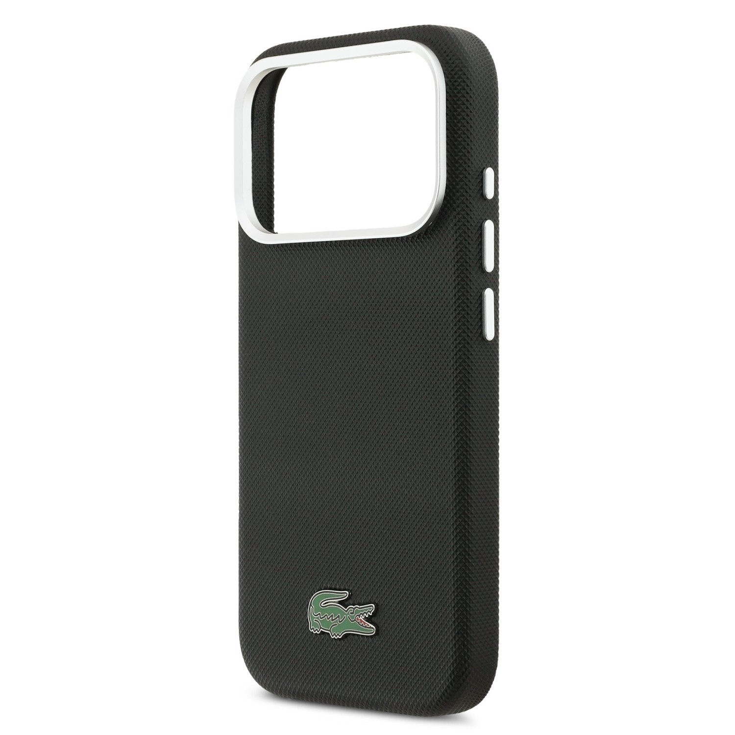 Zadní kryt Lacoste PVC Iconic Petit Pique Metal Logo MagSafe pro Apple iPhone 18 Pro Max, černá