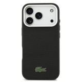 Zadní kryt Lacoste PVC Iconic Petit Pique Metal Logo MagSafe pro Apple iPhone 18 Pro, černá