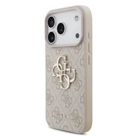 Guess PU 4G Metal Logo Zadní Kryt pro iPhone 18 Pro Pink