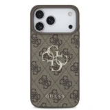 Guess PU 4G Metal Logo Zadní Kryt pro iPhone 18 Pro Max Brown
