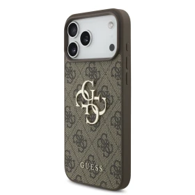 Guess PU 4G Metal Logo Zadní Kryt pro iPhone 18 Pro Max Brown