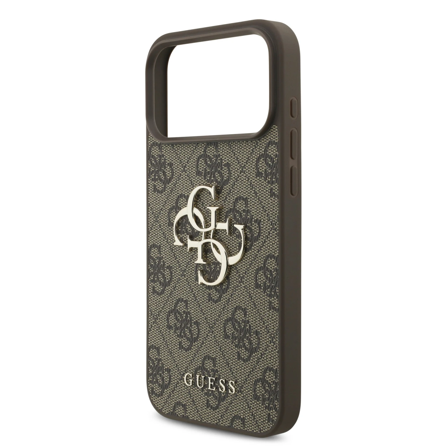 Guess PU 4G Metal Logo Zadní Kryt pro iPhone 18 Pro Max Brown