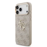 Guess PU Leather 4G Metal Logo Gold Frame Zadní Kryt pro iPhone 18 Pro Max Pink